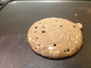 Buckwheat pancake on the griddle
