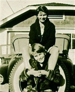 Mom rides on the shoulders of a pal